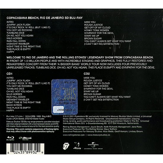 Rolling Stones - Live On Copacabana Beach 2 CD + 1 Bluray Disk Set
