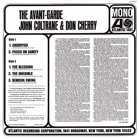 John Coltrane & Don Cherry - The Avant-Garde Caz Plak LP