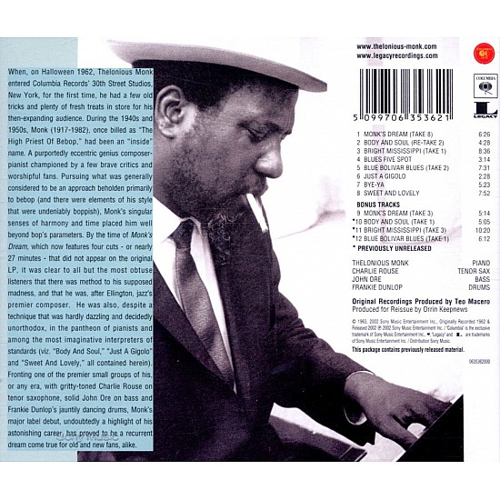 The Thelonious Monk Quartet - Monk's Dream CD