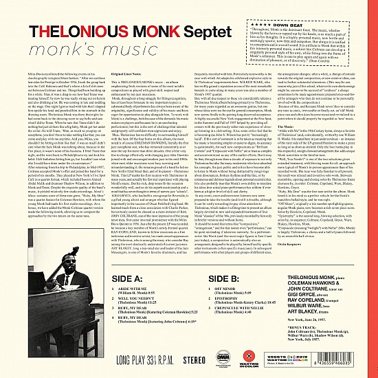 Thelonious Monk Septet - Monk's Music (Transparan Kırmızı) Plak LP