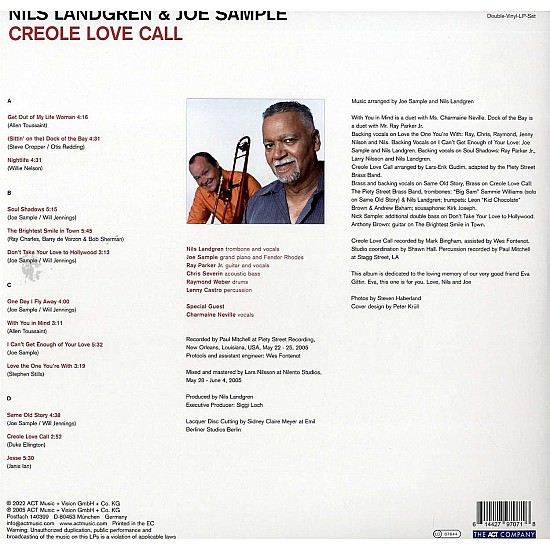 Nils Landgren &  Joe Sample - Creole Love Call Caz Plak 2 LP