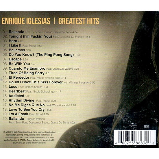 Enrique Iglesias - Greatest Hits CD