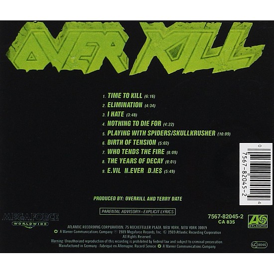 Overkill - The Years Of Decay CD