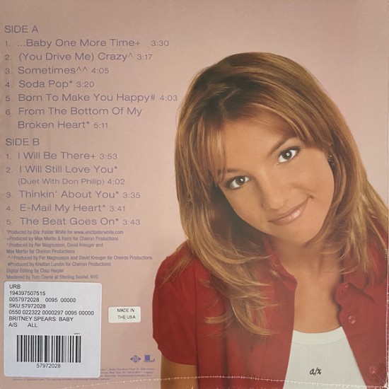 Britney Spears ‎– Baby One More Time (Pembe Renkli) Plak LP  * ÖZEL BASIM *