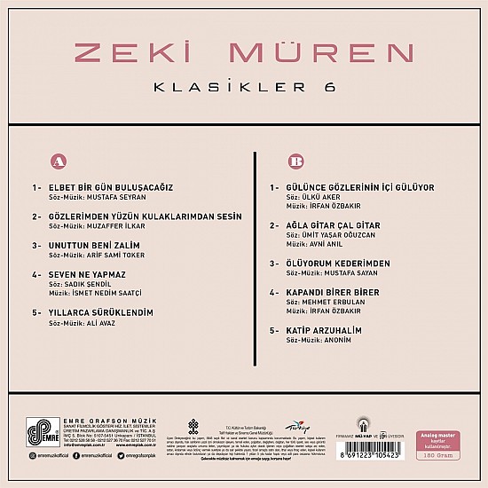 Zeki Müren - Klasikler 6 Plak LP