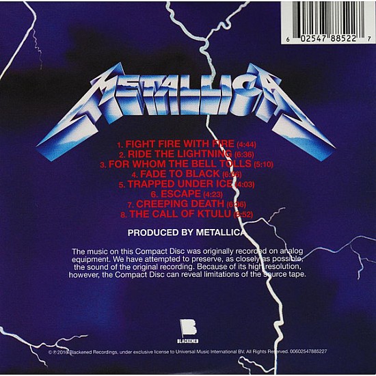 Metallica Ride The Lightning Cd 0602547885227