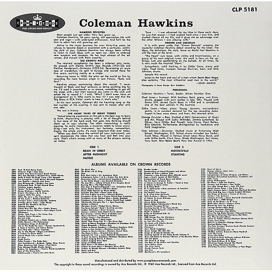 Coleman Hawkins And His Orchestra Caz (Audiophile) Plak LP