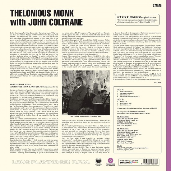 Thelonious Monk With John Coltrane - Thelonious Monk With John Coltrane) Mor Renkli) Plak LP