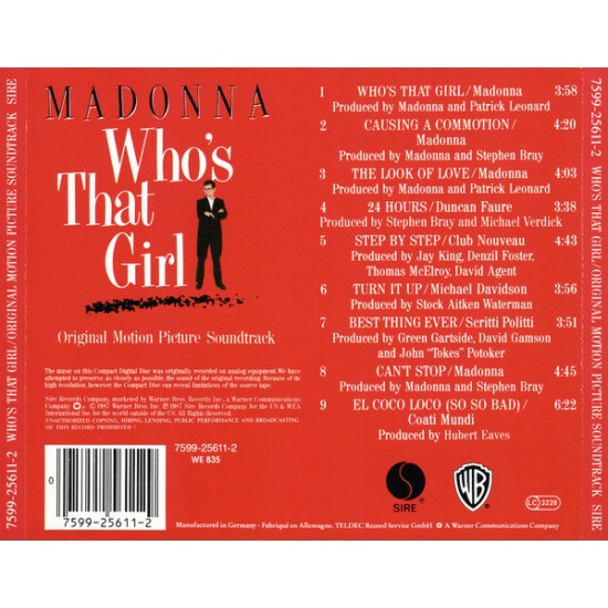 Madonna - Who's That Girl Soundtrack CD