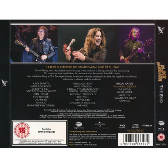 Black Sabbath – The End (4 February 2017 - Birmingham) CD + Blu- Ray 