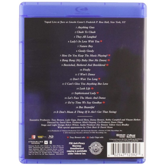 Tony Bennett & Lady Gaga – Cheek To Cheek Live! Blu-ray Disk