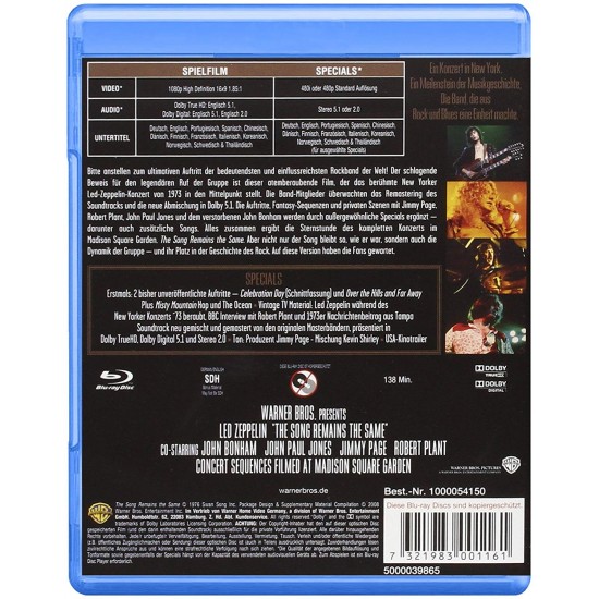 Led Zeppelin ‎– The Song Remains The Same Blu-ray Disk