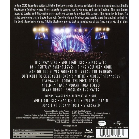 Rainbow ‎– Memories In Rock - Live In Germany Blu-ray Disk