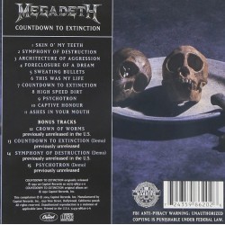 Megadeth ‎– Countdown To Extinction CD +4 Bonus Şarkı