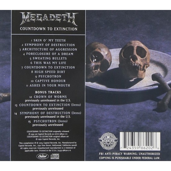 Megadeth ‎– Countdown To Extinction CD +4 Bonus Şarkı