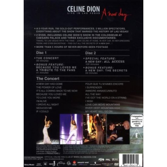 Celine Dion ‎– A New Day... Live In Las Vegas 2 DVD 