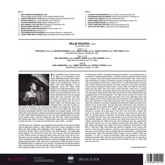 Billie Holiday ‎– Billie Holiday At Storyville Caz Plak LP