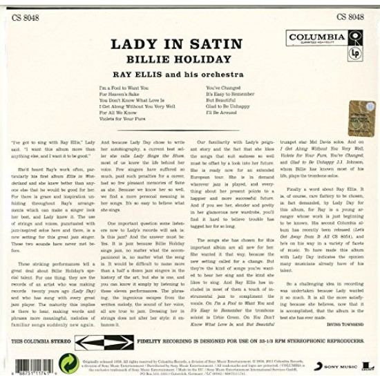 Billie Holiday - Lady In Satin Caz Plak LP