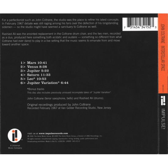 John Coltrane ‎– Interstellar Space Digipak CD