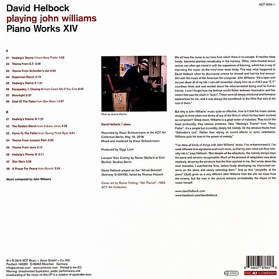 David Helbock - Playing John Williams (Piano Works XIV) Plak LP