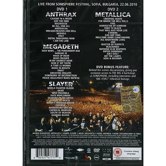 Metallica, Slayer, Megadeth, Anthrax - The Big 4: Live From Sofia, Bulgaria 2 DVD