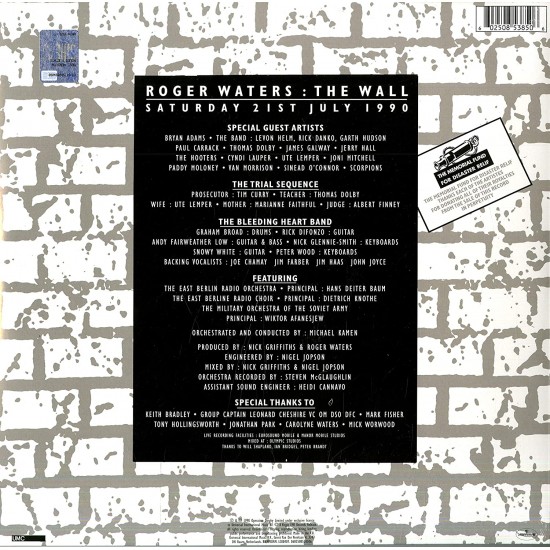 Roger Waters ‎– The Wall (Live In Berlin) RSD Şeffaf Renkli Plak 2 LP