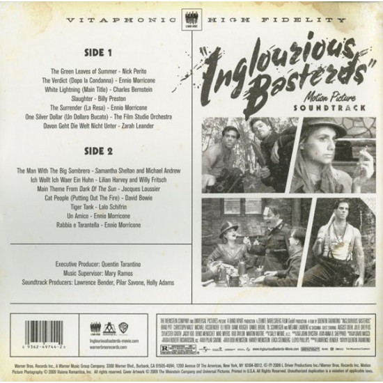 Quentin Tarantino's Inglourious Basterds (Soysuzlar Çetesi) Soundtrack Plak LP