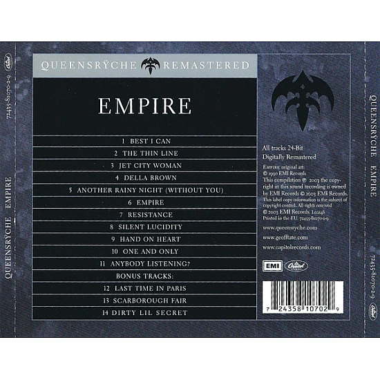 Queensryche - Empire (Remastered) CD +3 Bonus Şarkı