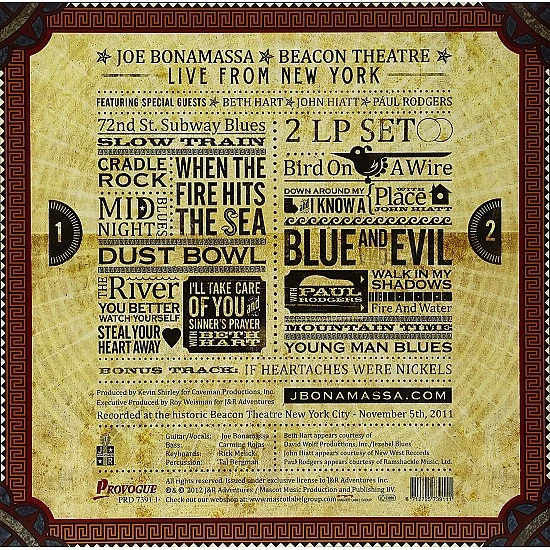 Joe Bonamassa ‎– Beacon Theatre - Live From New York Plak 2 LP