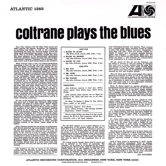 John Coltrane ‎– Coltrane Plays The Blues Plak LP
