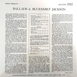Milt Jackson ‎– Ballads & Blues Caz Audiophile Plak LP