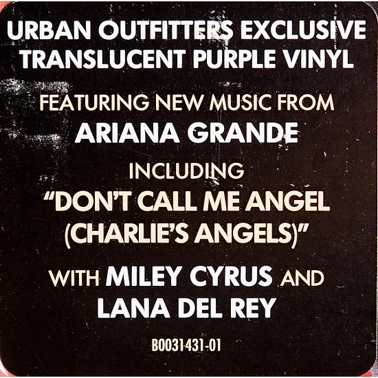 Ariana Grande Charlie's Angels Film Müziği Şeffaf Mor Renkli Plak LP  * ÖZEL BASIM *