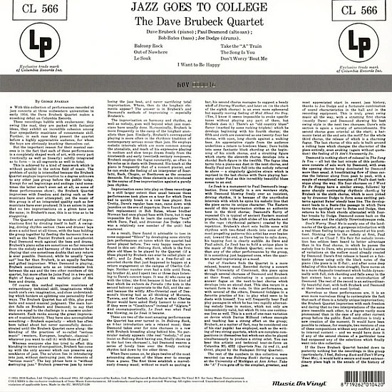 Dave Brubeck Quartet ‎– Jazz Goes To College (Turuncu Renkli) Plak LP