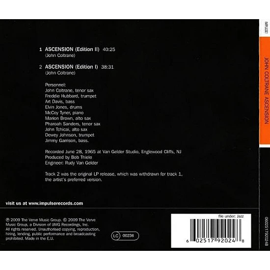 John Coltrane - Ascension (Editions I And II) Digipak CD
