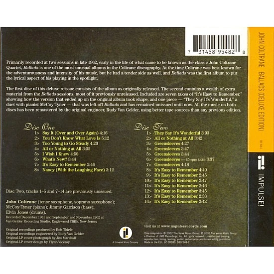 John Coltrane - Ballads Deluxe Digipak 2 CD