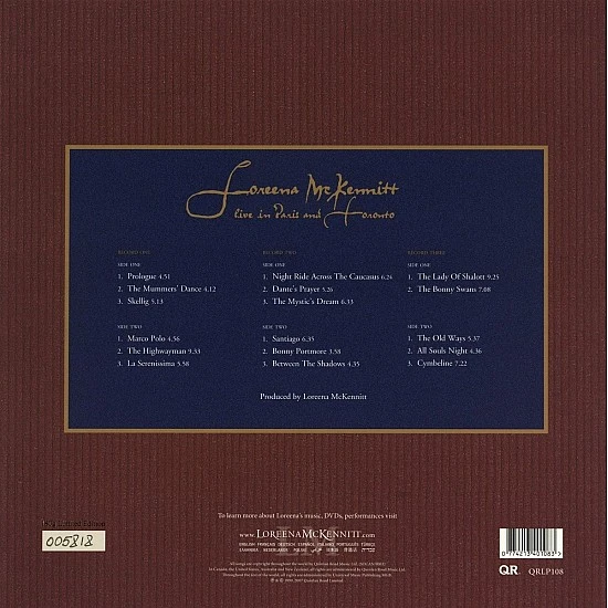 Loreena McKennitt ‎– Live In Paris And Toronto Plak 3 LP