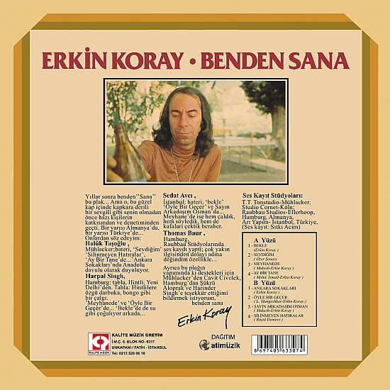 Erkin Koray - Benden Sana (Renkli) Plak LP