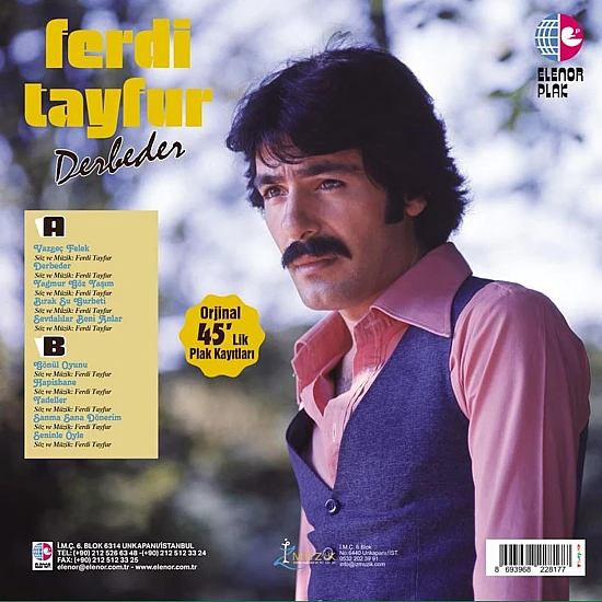 Ferdi Tayfur - Derbeder - Orijinal 45'lik Plak Kayıtları (Renkli) Plak LP