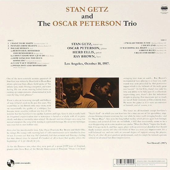 Stan Getz  - Stan Getz And The Oscar Peterson Trio Plak LP