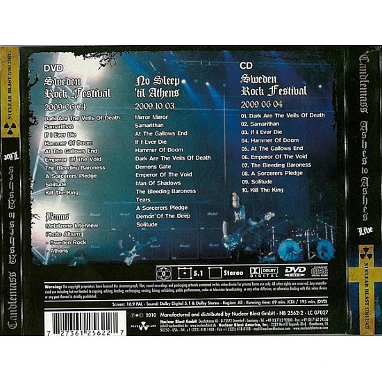 Candlemass - Ashes To Ashes - Live CD + DVD