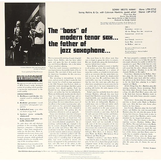 Sonny Rollins And Coleman Hawkins - Sonny Meets Hawk Audiophile Plak LP
