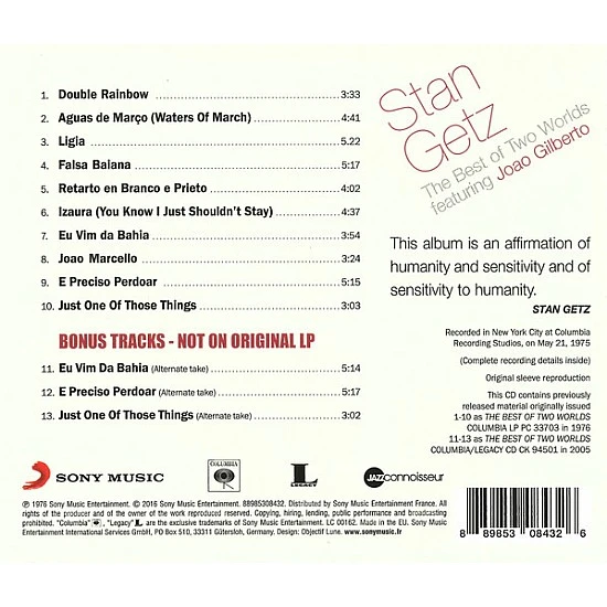 Stan Getz Featuring Joao Gilberto - The Best Of Two Worlds CD