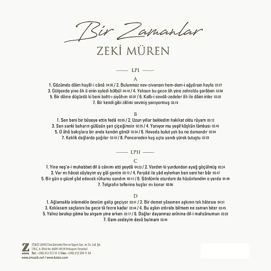 Zeki Müren ‎– Bir Zamanlar Plak 2 LP 1000 Adet Sınırlı