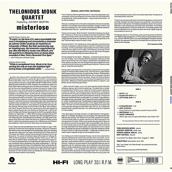 Thelonious Monk Quartet - Misterioso Caz Plak LP
