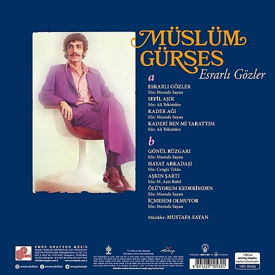Müslüm Gürses - Esrarlı Gözler Plak LP