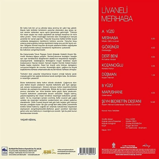 Zülfü Livaneli - Merhaba Plak LP