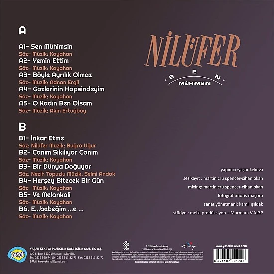 Nilüfer ‎– Sen Mühimsin Plak LP