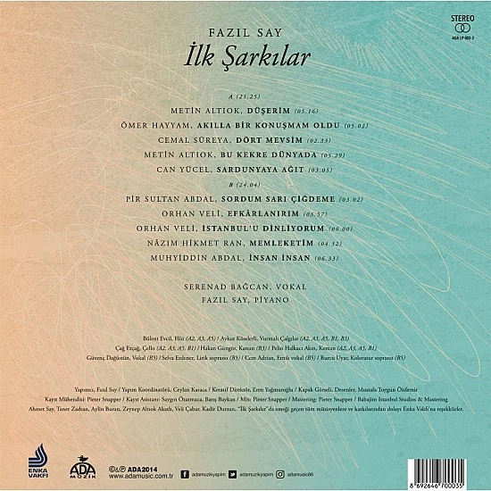 Fazıl Say ‎– İlk Şarkılar Plak LP