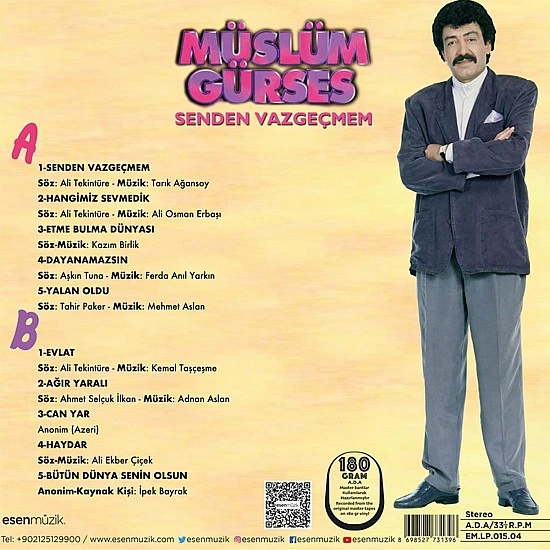 Müslüm Gürses - Senden Vazgeçmem Plak LP