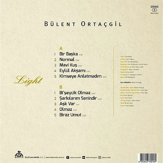 Bülent Ortaçgil ‎– Light Plak LP